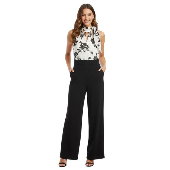 White House Black Market Pants - White House Black Market Floral Halter Neck Wide Leg Jumpsuit NWT Size 8